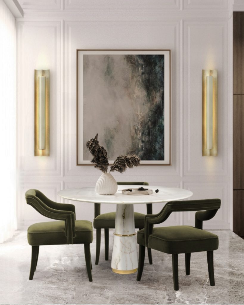 Modern Table Ideas By Maxine Tissenbaum Interior Design. White and green modern dining room.