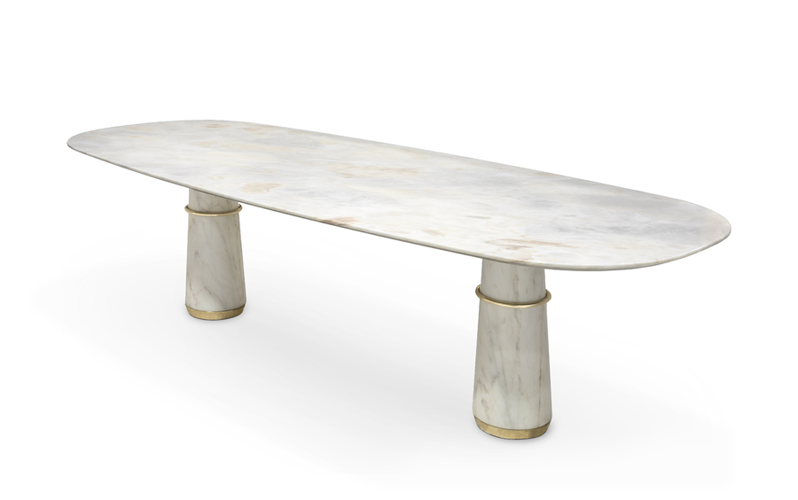 Oval marble dining table